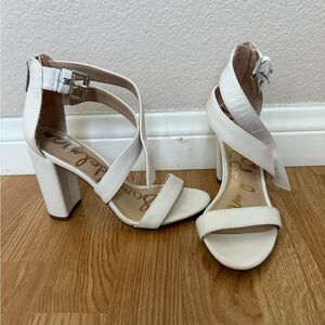 Sam Edelman White Strappy Block Heels